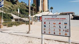 השלט בחוף אכדיה צפון, צילום: דוברות עיריית הרצליה
